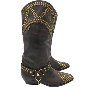 Vintage Chicas Boots Studded Leather Cowboy Boots